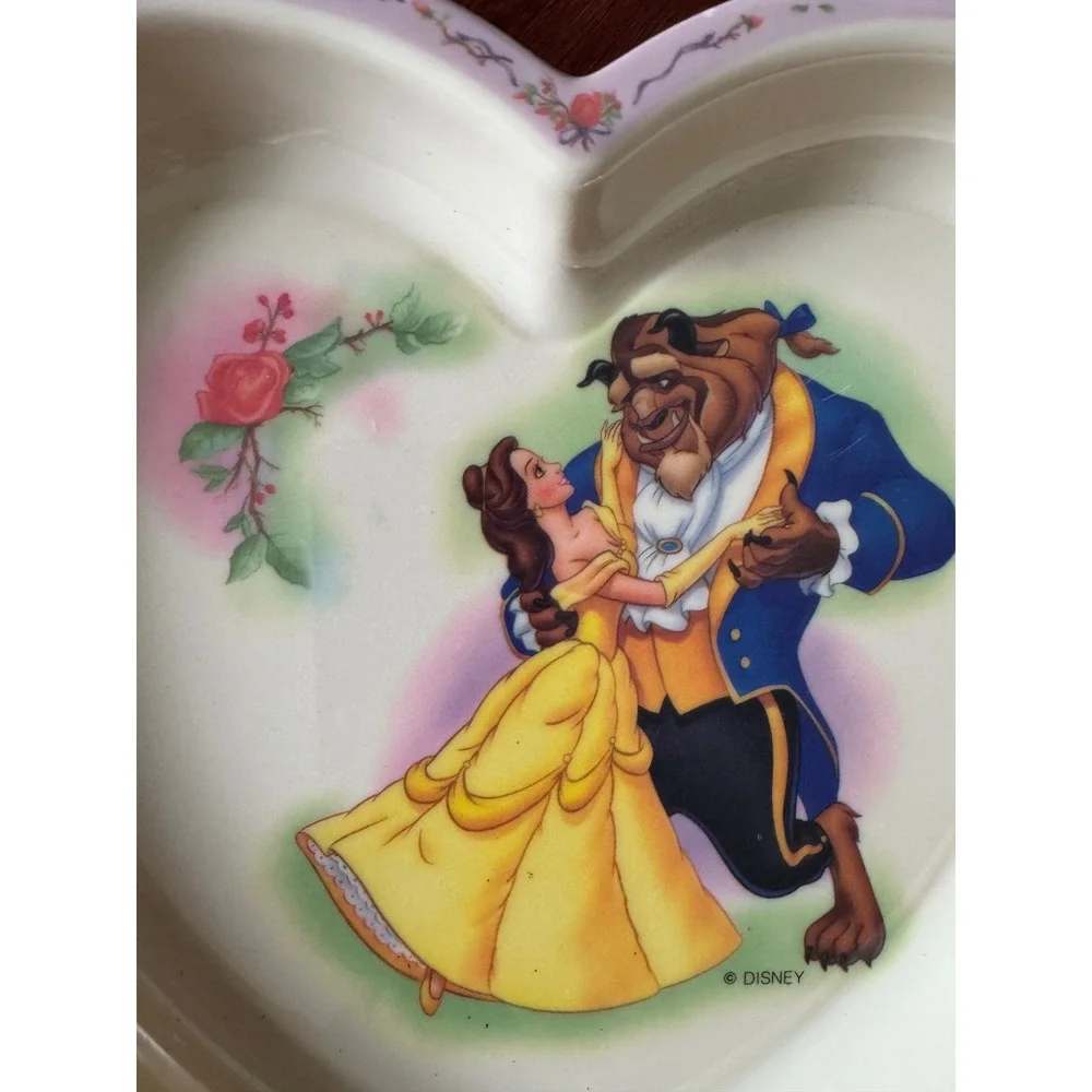 Disney Beauty and the Beast Heart Shaped Melamine Plate Elandia Vintage Belle